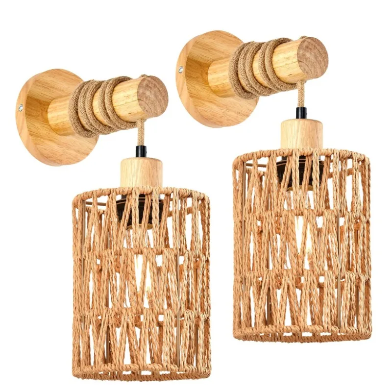 Lighting Decoration On Wall - Hemp Rope Design Bedhead Wall Lamp