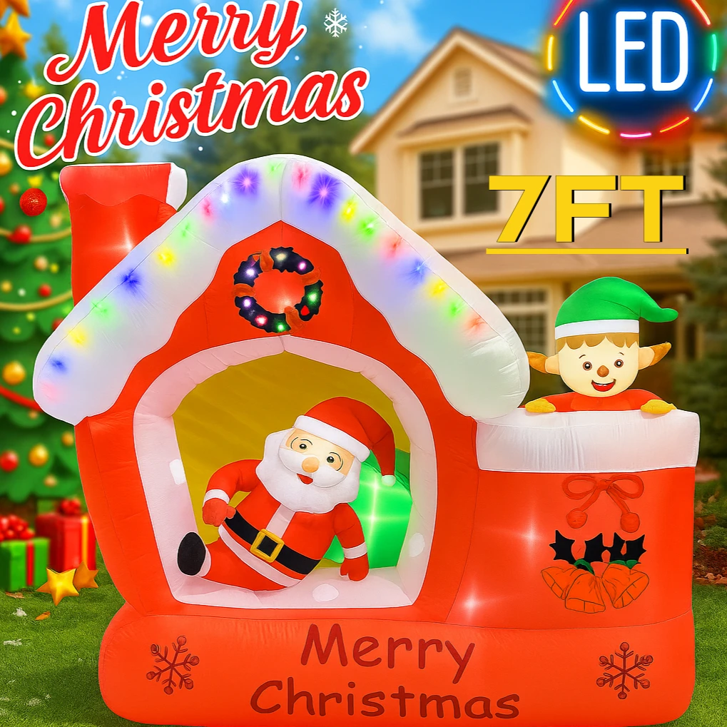 Santa'S Elves Holiday Lighting & Decor Llc - 7FT Giant Christmas Inflatable Santa Claus