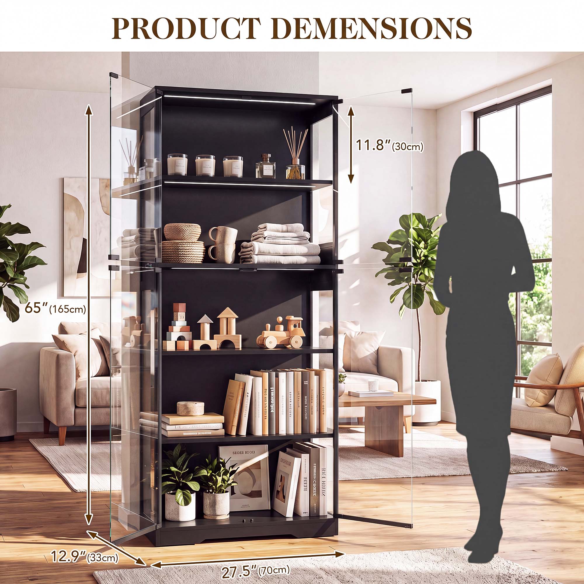 TCGBKAF 5‑Tier Display Cabinet - Home Lighting And Decor recension och pris