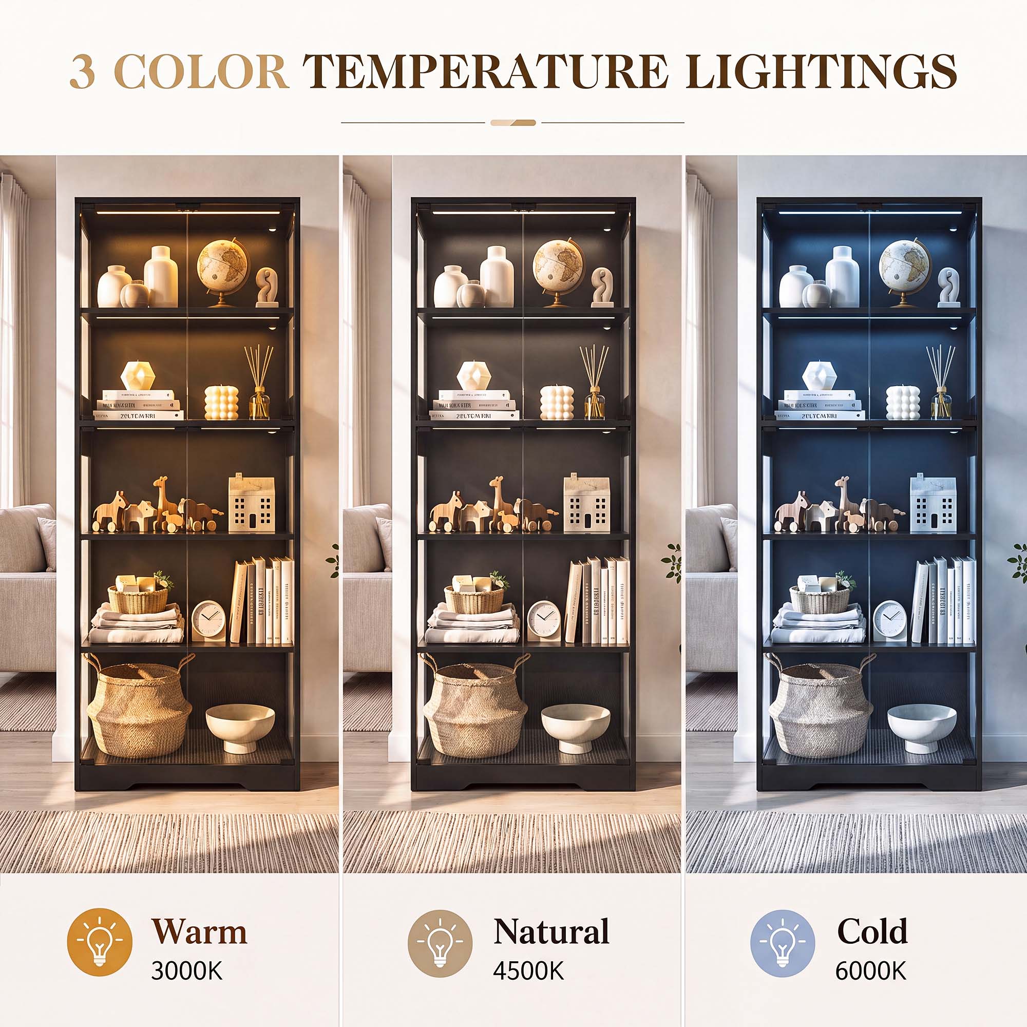 TCGBKAF 5‑Tier Display Cabinet - Home Lighting And Decor recension och pris