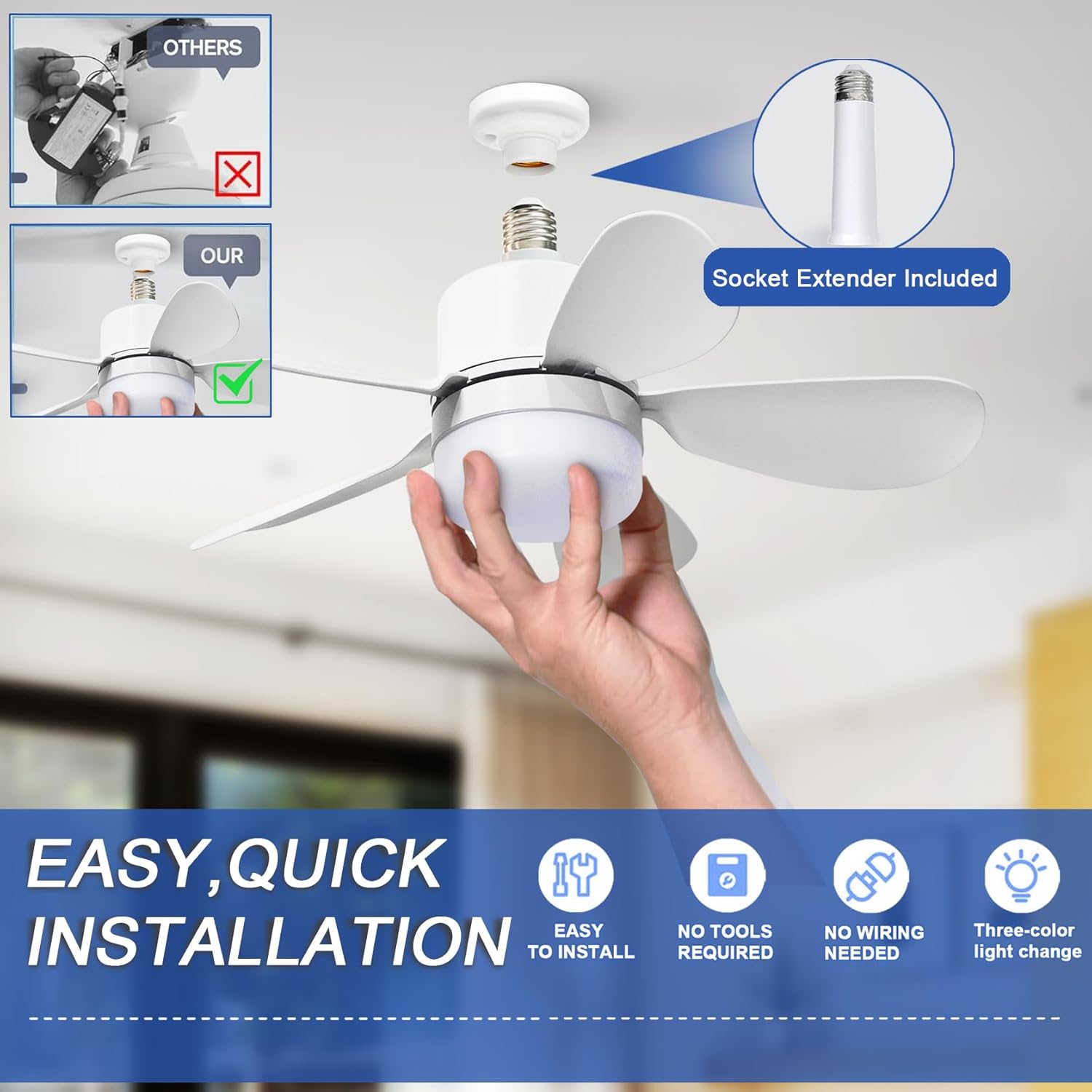 Socket Fan Light with Remote,  - Home Lighting And Decor recension och pris