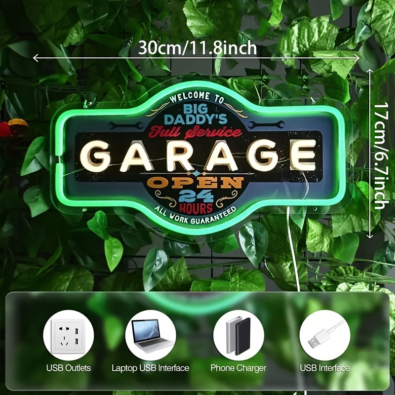 Retro Garage LED Neon Sign UV  - Garage Lighting Decor recension och pris