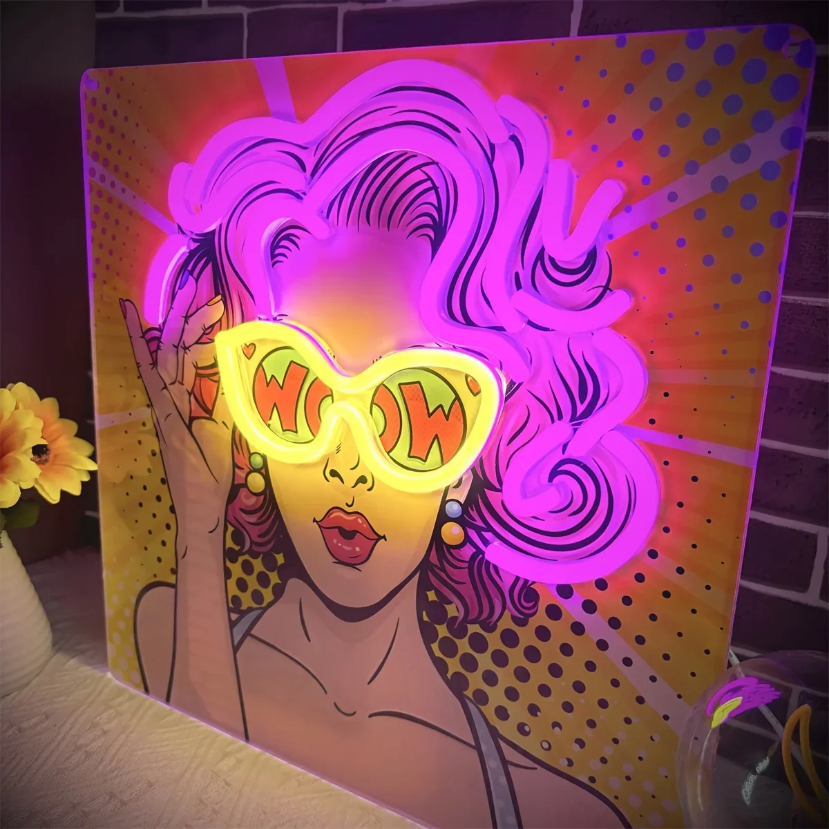 Wow Lady Pop Art LED Neon Sign - Lighting Decor Wow recension och pris