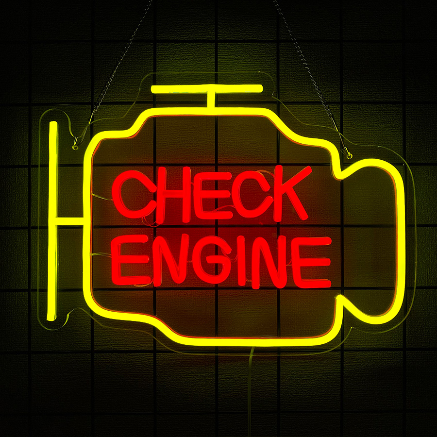 Check Engine Neon Sign For Wal - Garage Lighting Decor recension och pris