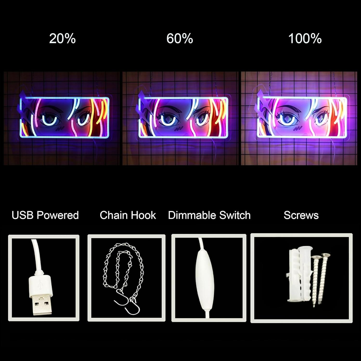 Passionate Eyes Neon Sign USB  - Garage Lighting Decor recension och pris