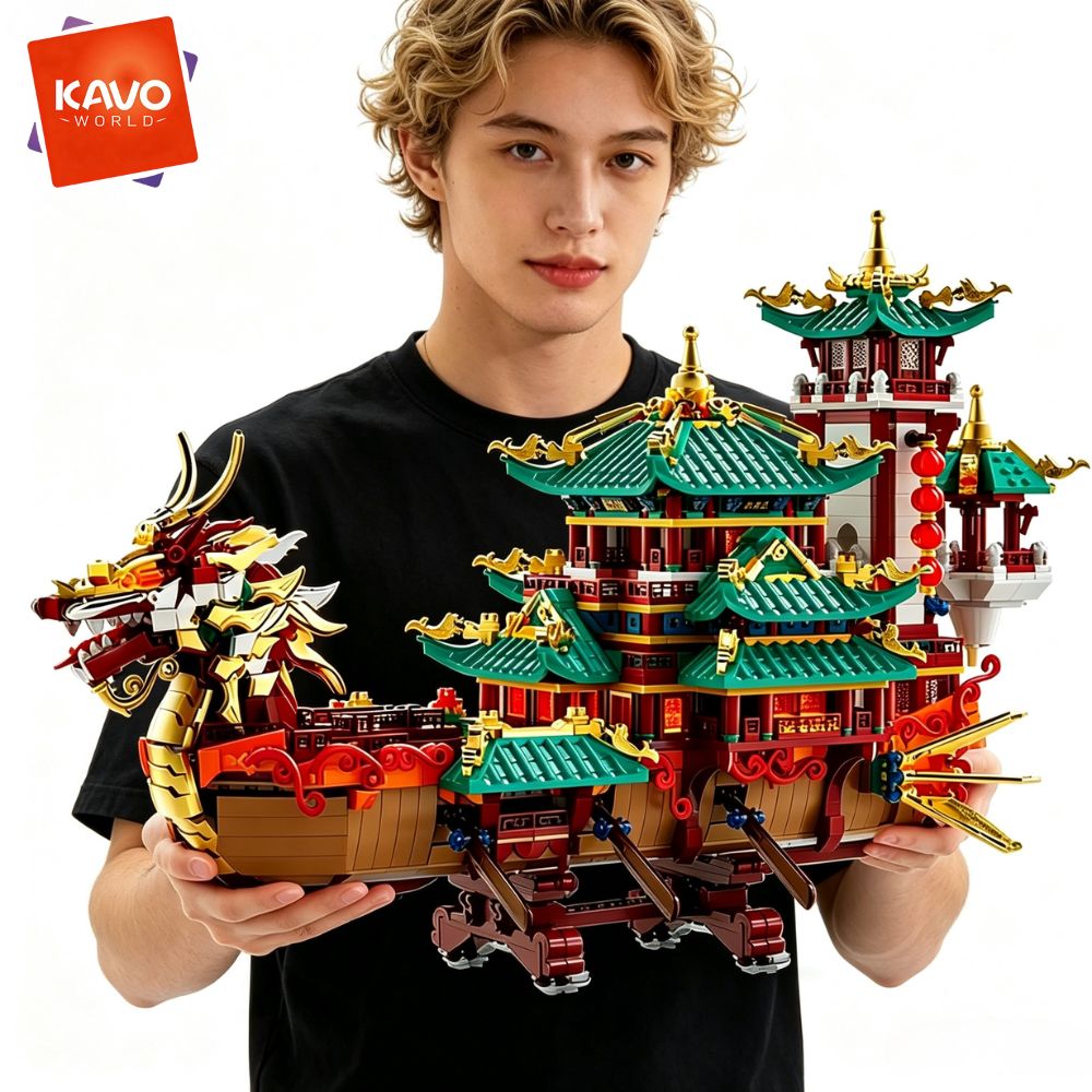 KAVOWORLD 2453pcs Dragon Boat  - Lantern Paper Solar recension och pris