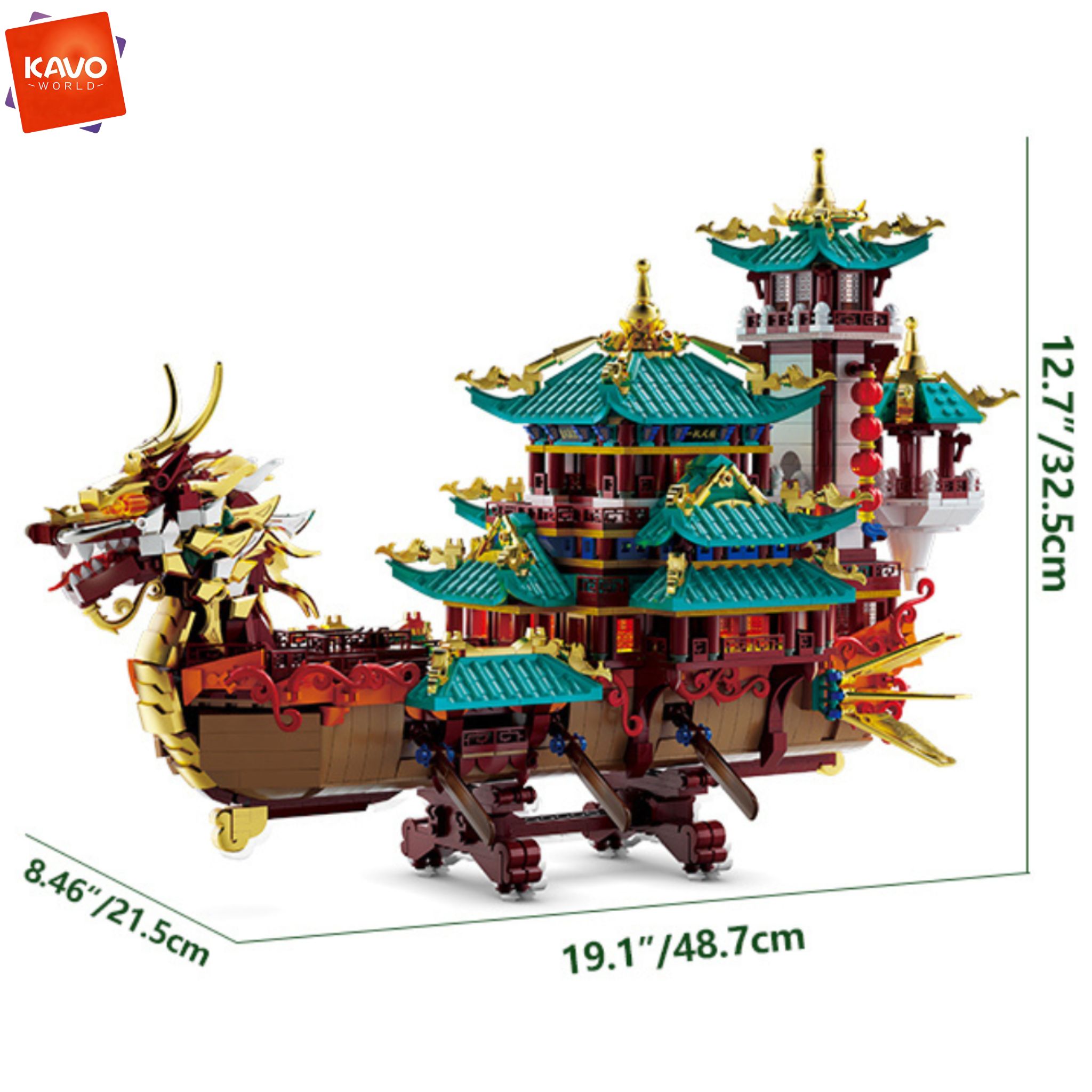 KAVOWORLD 2453pcs Dragon Boat  - Lantern Paper Solar recension och pris