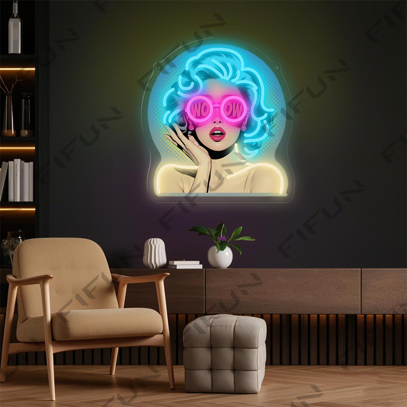 WOW Curl Girl Neon Sign UV Pri - Lighting Decor Wow recension och pris