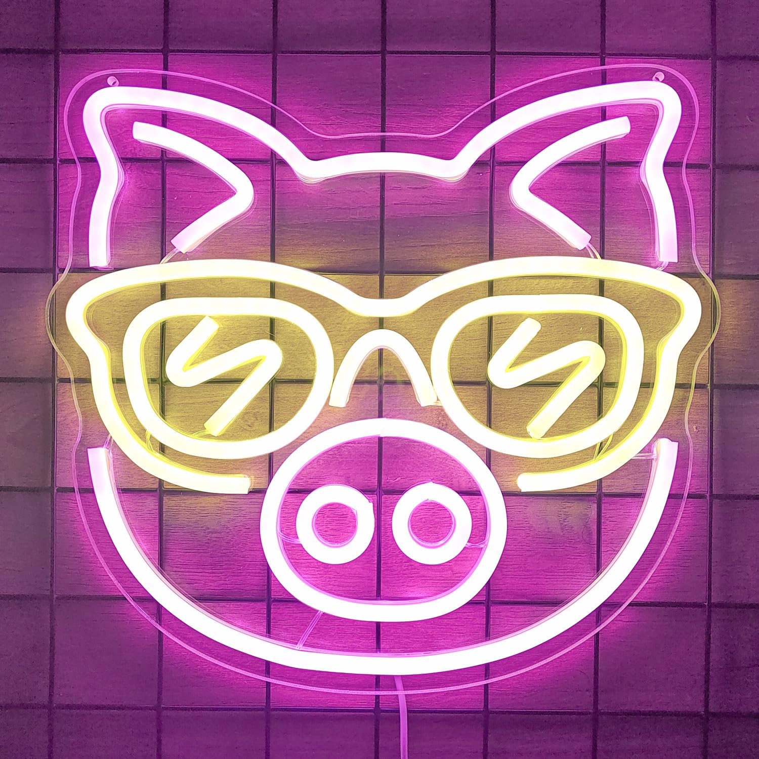Pink Pig with Yellow Glasses N - Outdoor Lighting Decor Ideas recension och pris