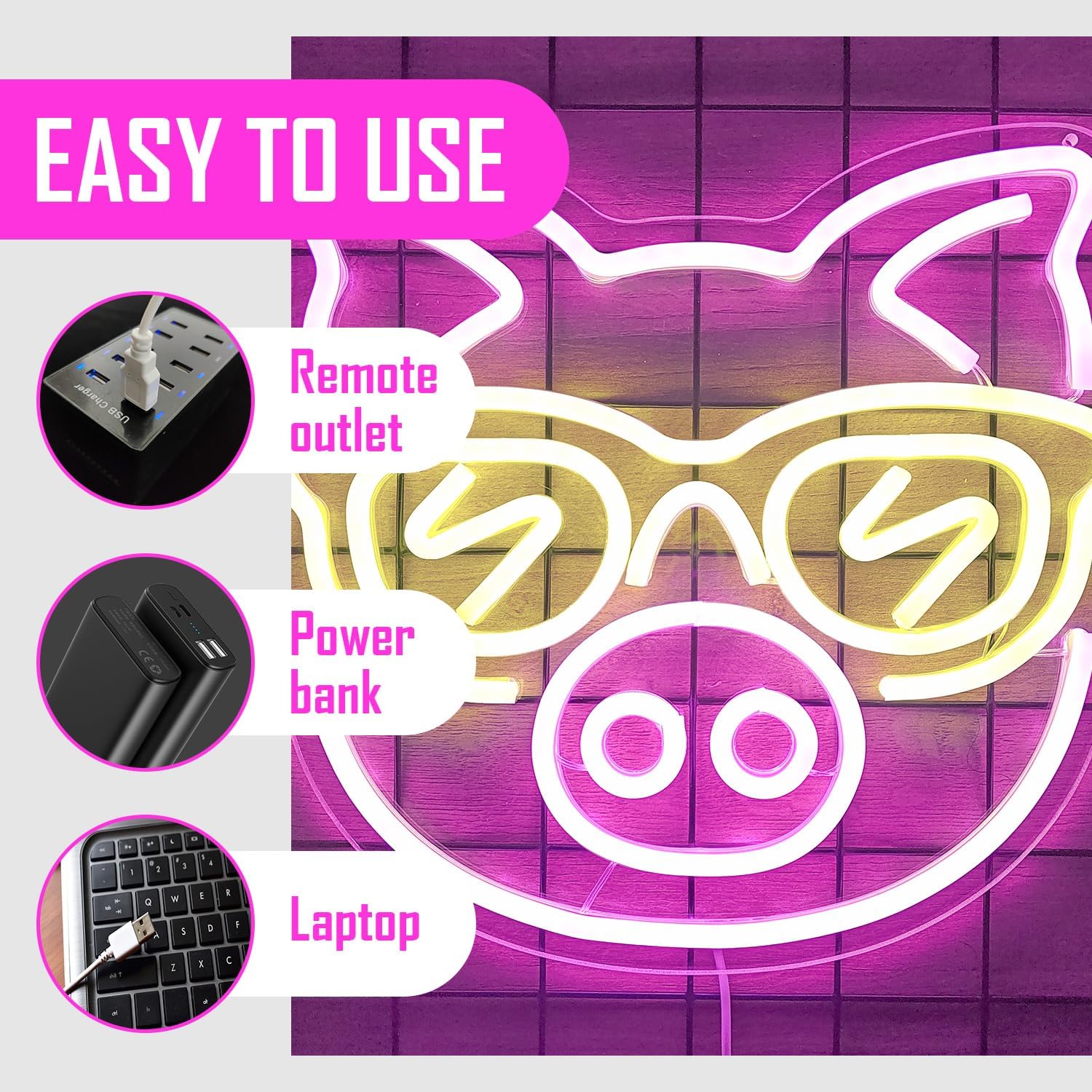 Pink Pig with Yellow Glasses N - Outdoor Lighting Decor Ideas recension och pris