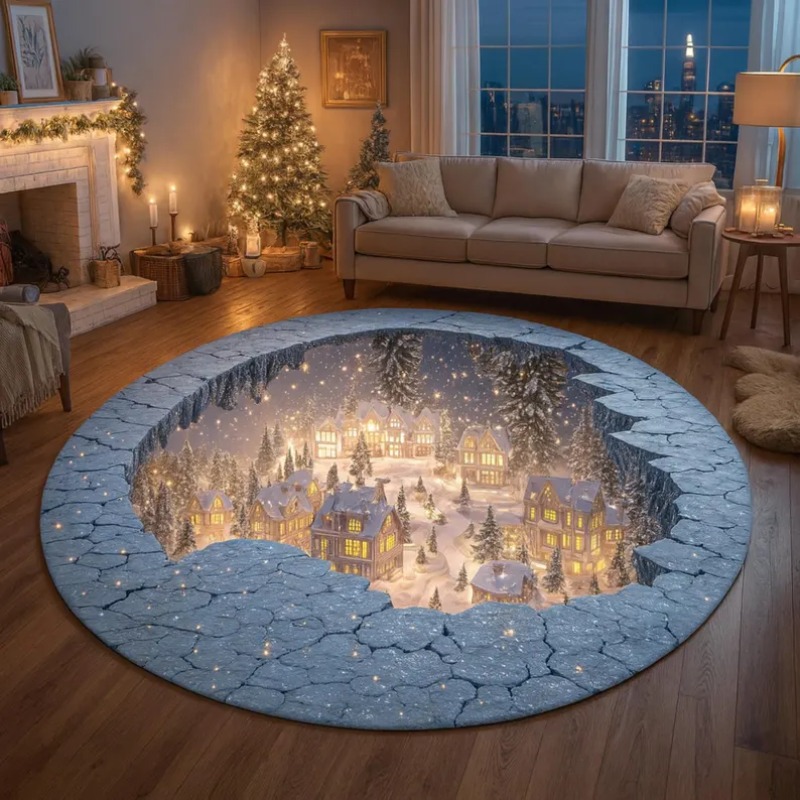 3D Christmas Village Rug Winte - Outdoor Lighting Decor Ideas recension och pris