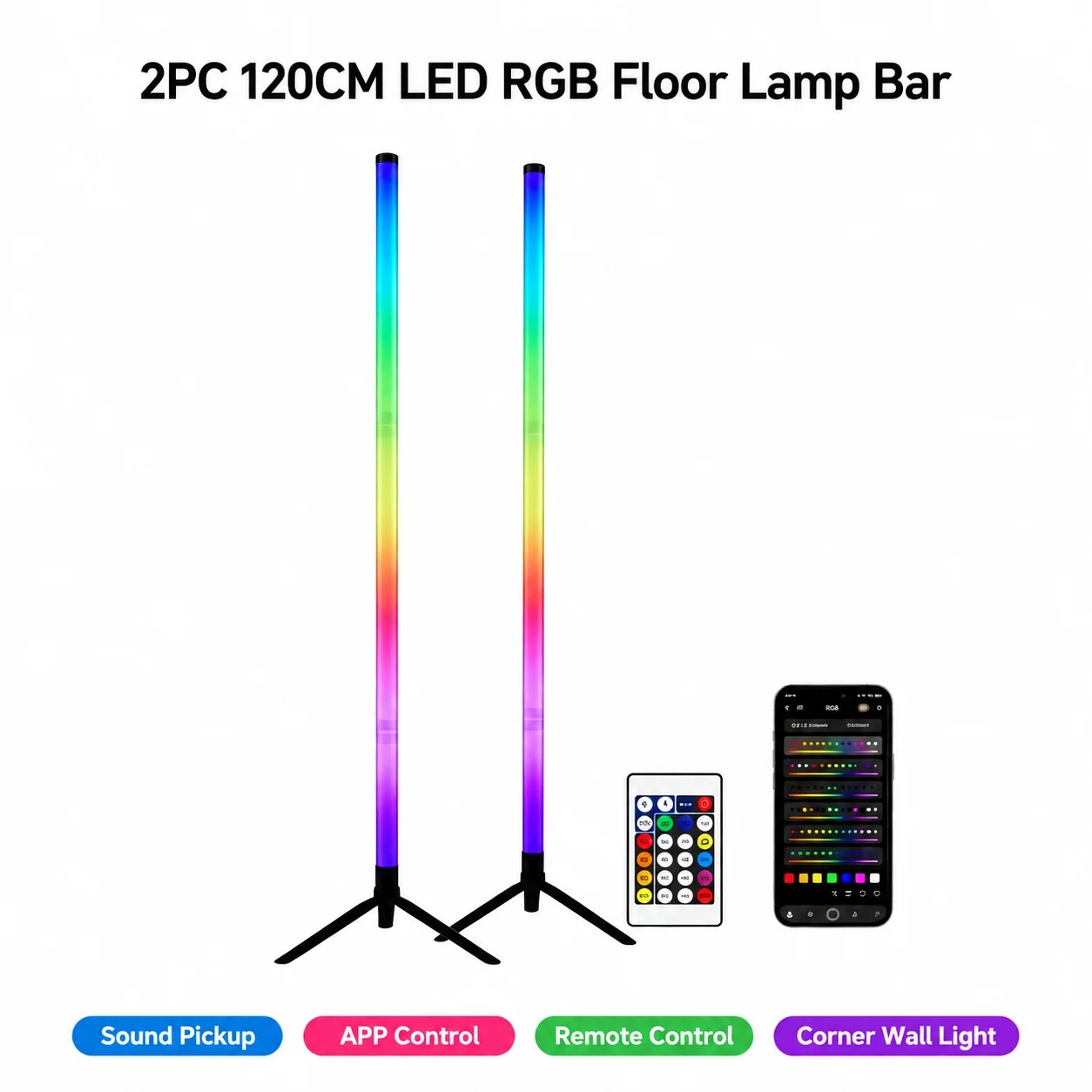 2PCS 120CM RGB Floor Lamp, Sou - Home Lighting And Decor recension och pris